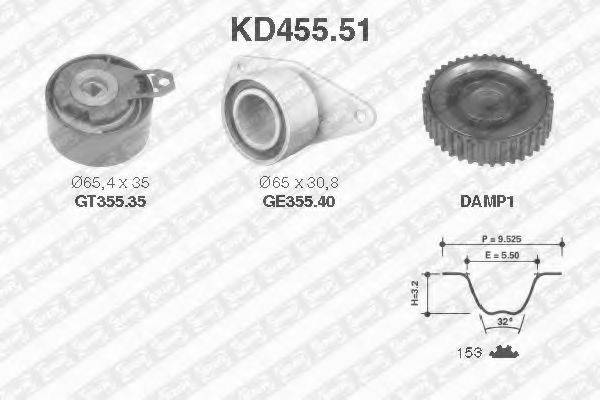 Комплект ремня ГРМ SNR KD455.51 Комплект ремня ГРМ SNR KD455.51