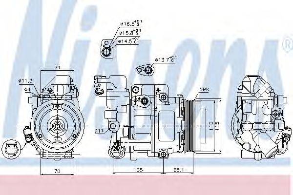 Компрессор, кондиционер NISSENS 89051 Компрессор, кондиционер NISSENS 89051