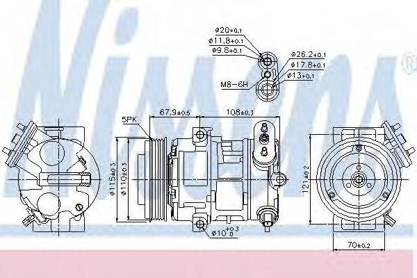 Компрессор, кондиционер NISSENS 89100 Компрессор, кондиционер NISSENS 89100