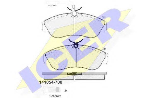 Комплект тормозных колодок, дисковый тормоз ICER 141054-700 Комплект тормозных колодок, дисковый тормоз ICER 141054-700
