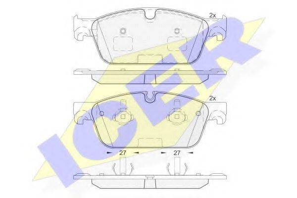 Комплект тормозных колодок, дисковый тормоз ICER 182105