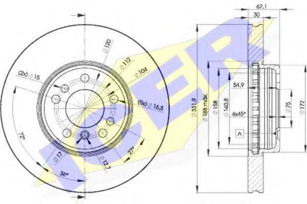 Тормозной диск ICER 78BD6045-2 Тормозной диск ICER 78BD6045-2