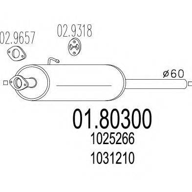 Средний глушитель выхлопных газов MTS 01.80300 Средний глушитель выхлопных газов MTS 01.80300