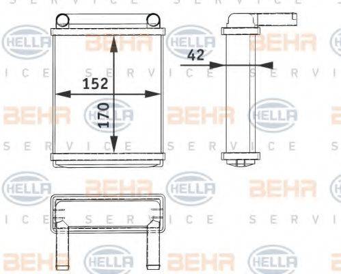 Теплообменник, отопление салона HELLA 8FH 351 312-521 Теплообменник, отопление салона HELLA 8FH 351 312-521
