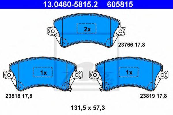 Комплект тормозных колодок, дисковый тормоз ATE 13.0460-5815.2 Комплект тормозных колодок, дисковый тормоз ATE 13.0460-5815.2