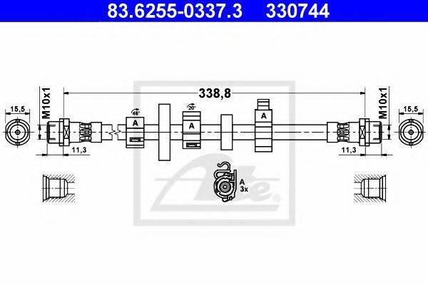 Тормозной шланг ATE 83.6255-0337.3 Тормозной шланг ATE 83.6255-0337.3