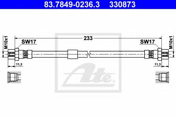 Тормозной шланг ATE 83.7849-0236.3 Тормозной шланг ATE 83.7849-0236.3
