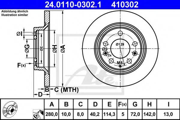 Тормозной диск ATE 24.0110-0302.1 Тормозной диск ATE 24.0110-0302.1