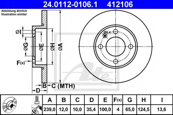 Тормозной диск ATE 24.0112-0106.1 Тормозной диск ATE 24.0112-0106.1