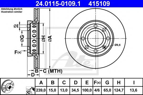 Тормозной диск ATE 24.0115-0109.1 Тормозной диск ATE 24.0115-0109.1