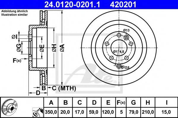 Тормозной диск ATE 24.0120-0201.1 Тормозной диск ATE 24.0120-0201.1