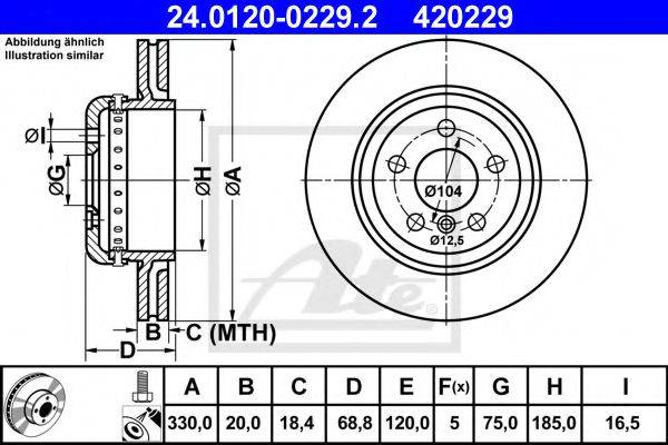 Тормозной диск ATE 24.0120-0229.2 Тормозной диск ATE 24.0120-0229.2