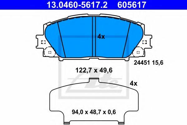 Комплект тормозных колодок, дисковый тормоз ATE 13.0460-5617.2 Комплект тормозных колодок, дисковый тормоз ATE 13.0460-5617.2