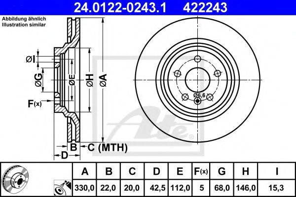 Тормозной диск ATE 24.0122-0243.1 Тормозной диск ATE 24.0122-0243.1