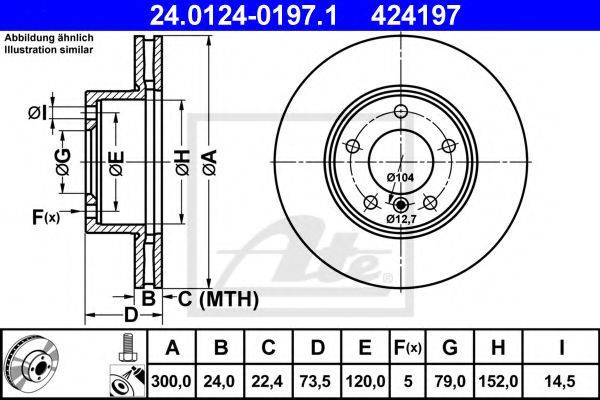 Тормозной диск ATE 24.0124-0197.1 Тормозной диск ATE 24.0124-0197.1