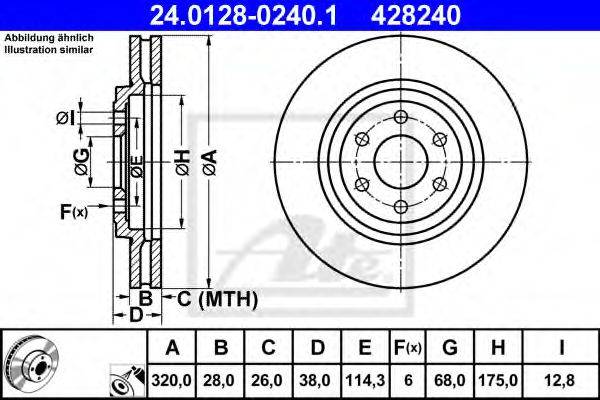 Тормозной диск ATE 24.0128-0240.1 Тормозной диск ATE 24.0128-0240.1