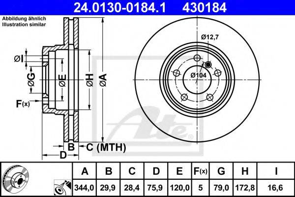 Тормозной диск ATE 24.0130-0184.1 Тормозной диск ATE 24.0130-0184.1
