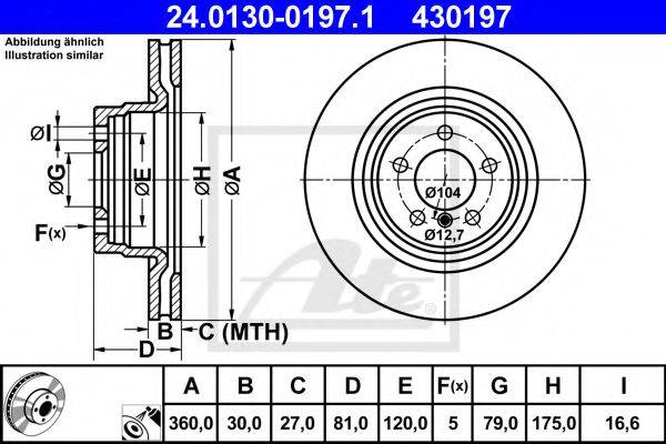 Тормозной диск ATE 24.0130-0197.1 Тормозной диск ATE 24.0130-0197.1