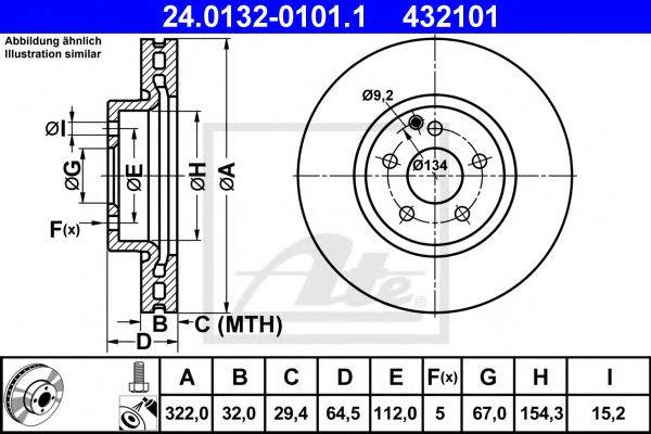 Тормозной диск ATE 24.0132-0101.1 Тормозной диск ATE 24.0132-0101.1
