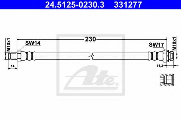 Тормозной шланг ATE 24.5125-0230.3 Тормозной шланг ATE 24.5125-0230.3