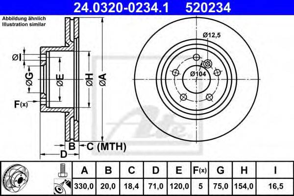 Тормозной диск ATE 24.0320-0234.1 Тормозной диск ATE 24.0320-0234.1