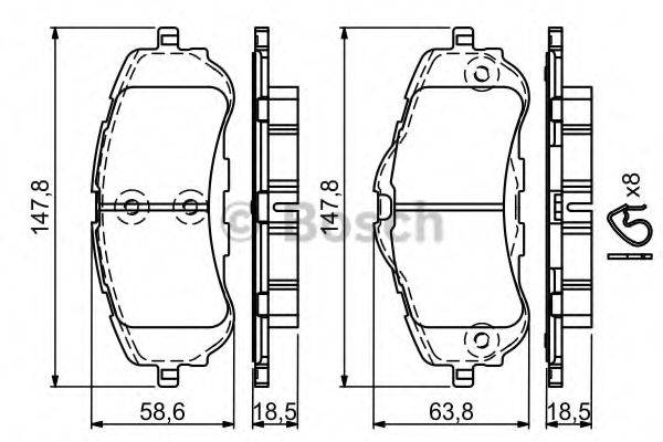 Комплект тормозных колодок, дисковый тормоз BOSCH 0 986 494 714