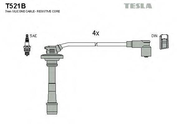 Комплект проводов зажигания TESLA T521B Комплект проводов зажигания TESLA T521B
