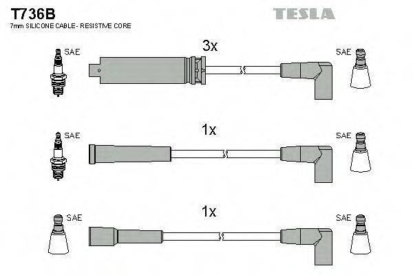 Комплект проводов зажигания TESLA T736B Комплект проводов зажигания TESLA T736B