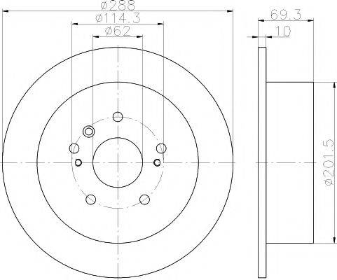 Тормозной диск HELLA PAGID 8DD 355 114-991 Тормозной диск HELLA PAGID 8DD 355 114-991