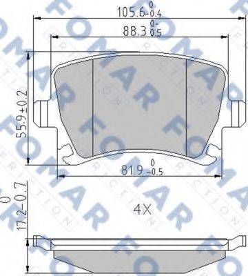 Комплект тормозных колодок, дисковый тормоз FOMAR FRICTION FO 912381 Комплект тормозных колодок, дисковый тормоз FOMAR FRICTION FO 912381