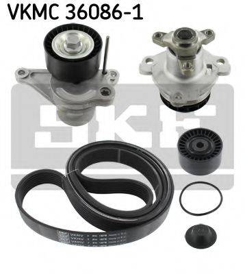 Водяной насос + комплект ручейковых ремней SKF VKMC 36086-1 Водяной насос + комплект ручейковых ремней SKF VKMC 36086-1