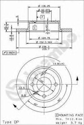 Тормозной диск BREMBO 08.5243.24 Тормозной диск BREMBO 08.5243.24