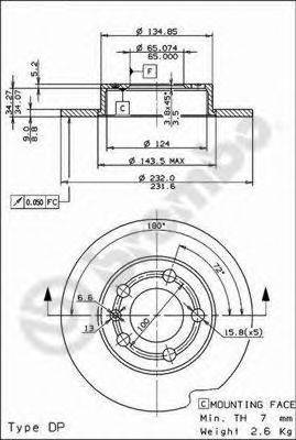Тормозной диск BREMBO 08.7165.11 Тормозной диск BREMBO 08.7165.11