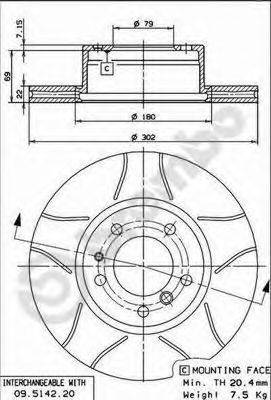 Тормозной диск BREMBO 09.5142.76 Тормозной диск BREMBO 09.5142.76