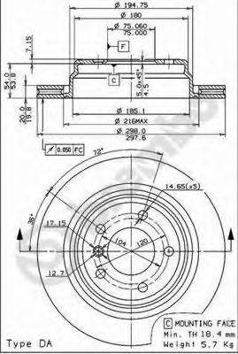 Тормозной диск BREMBO 09.6841.14