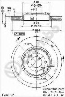 Тормозной диск BREMBO 09.8137.24 Тормозной диск BREMBO 09.8137.24