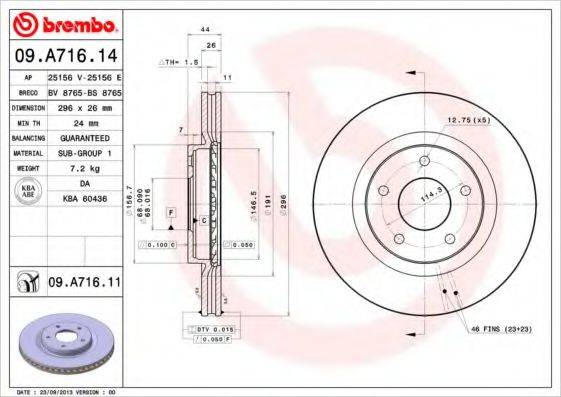 Тормозной диск BREMBO 09.A716.14 Тормозной диск BREMBO 09.A716.14