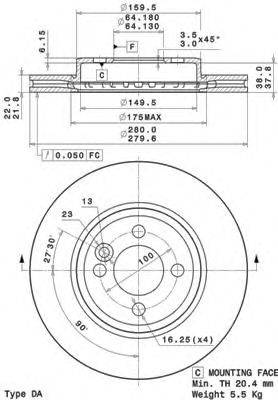 Тормозной диск BREMBO 09.A761.11 Тормозной диск BREMBO 09.A761.11