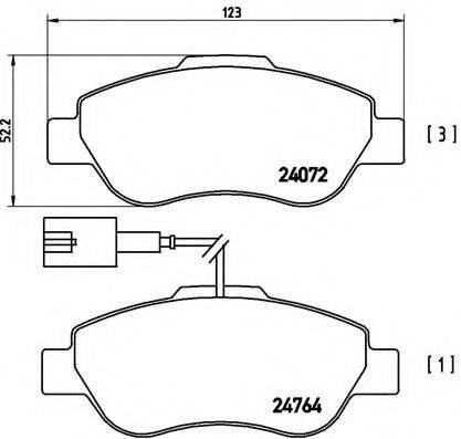 Комплект тормозных колодок, дисковый тормоз BREMBO P 23 107