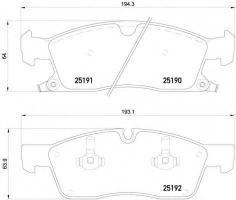 Комплект тормозных колодок, дисковый тормоз BREMBO P 37 017