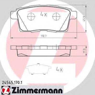 Комплект тормозных колодок, дисковый тормоз ZIMMERMANN 24545.170.1 Комплект тормозных колодок, дисковый тормоз ZIMMERMANN 24545.170.1