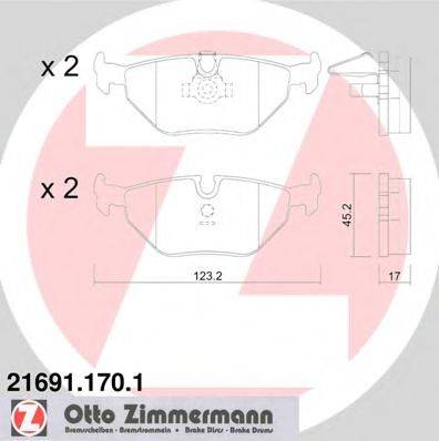 Комплект тормозных колодок, дисковый тормоз ZIMMERMANN 21691.170.1 Комплект тормозных колодок, дисковый тормоз ZIMMERMANN 21691.170.1