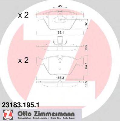Комплект тормозных колодок, дисковый тормоз ZIMMERMANN 23183.195.1 Комплект тормозных колодок, дисковый тормоз ZIMMERMANN 23183.195.1