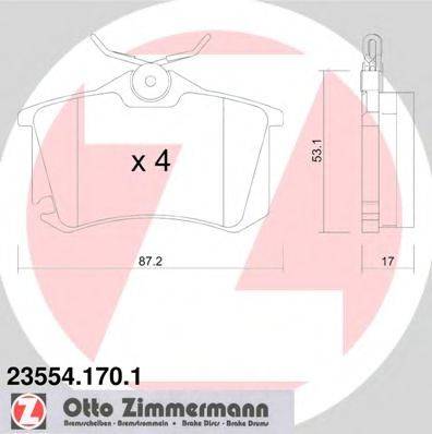 Комплект тормозных колодок, дисковый тормоз ZIMMERMANN 23554.170.1 Комплект тормозных колодок, дисковый тормоз ZIMMERMANN 23554.170.1