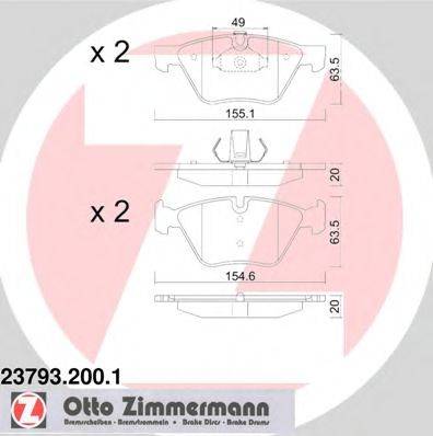 Комплект тормозных колодок, дисковый тормоз ZIMMERMANN 23793.200.1 Комплект тормозных колодок, дисковый тормоз ZIMMERMANN 23793.200.1