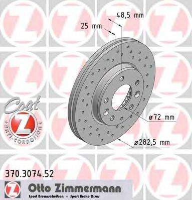 Тормозной диск ZIMMERMANN 370.3074.52 Тормозной диск ZIMMERMANN 370.3074.52