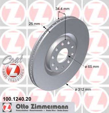 Тормозной диск ZIMMERMANN 100.1240.20 Тормозной диск ZIMMERMANN 100.1240.20