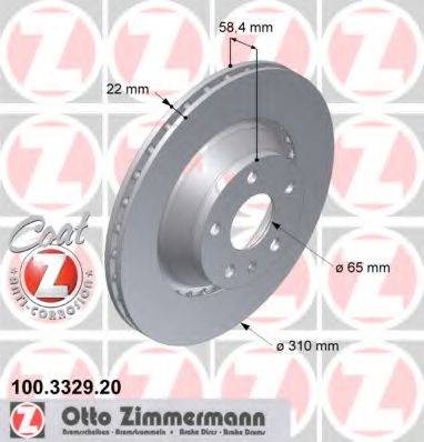 Тормозной диск ZIMMERMANN 100.3329.20 Тормозной диск ZIMMERMANN 100.3329.20