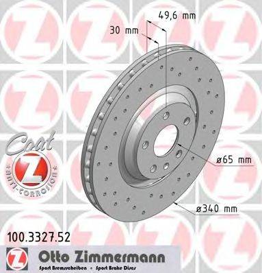 Тормозной диск ZIMMERMANN 100.3327.52 Тормозной диск ZIMMERMANN 100.3327.52