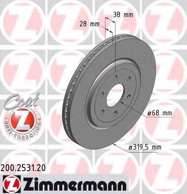 Тормозной диск ZIMMERMANN 200.2531.20 Тормозной диск ZIMMERMANN 200.2531.20